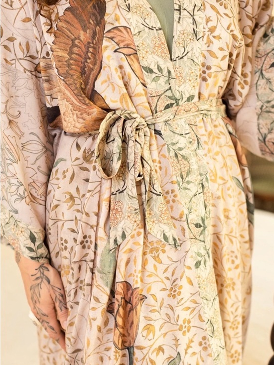 Market Of Stars Other - Market of Stars Folklore Opera Floral Botanical Print Kimono Robe with Tie Waist